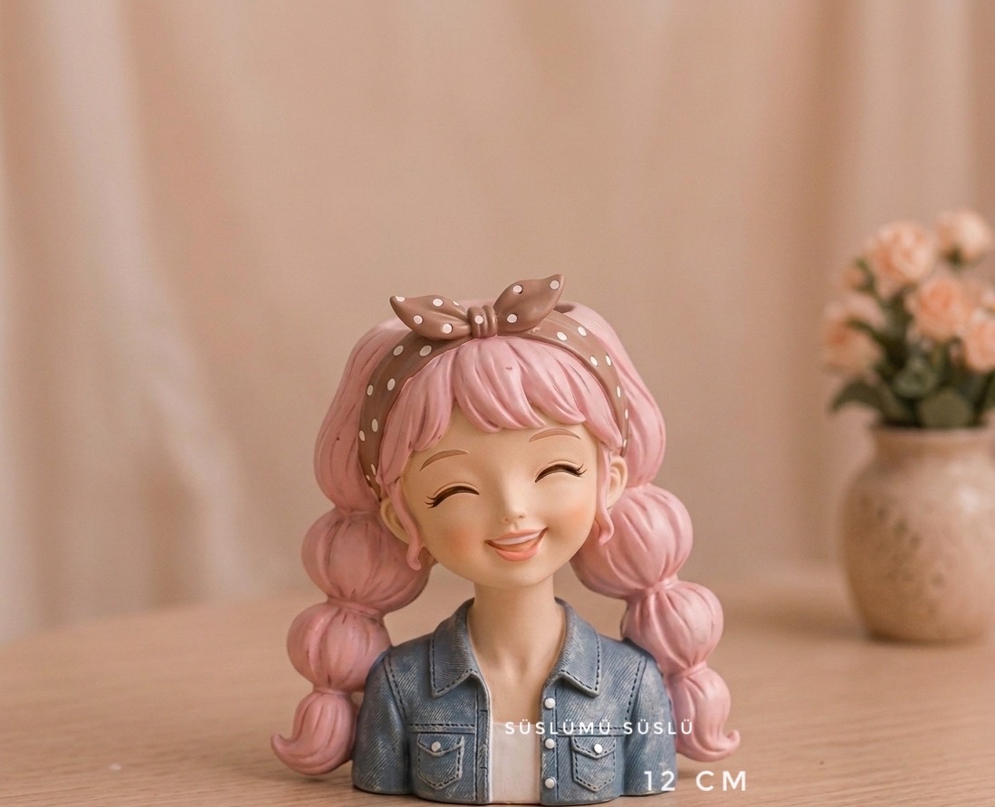 Pembe saçlı kız saksı kalıbı