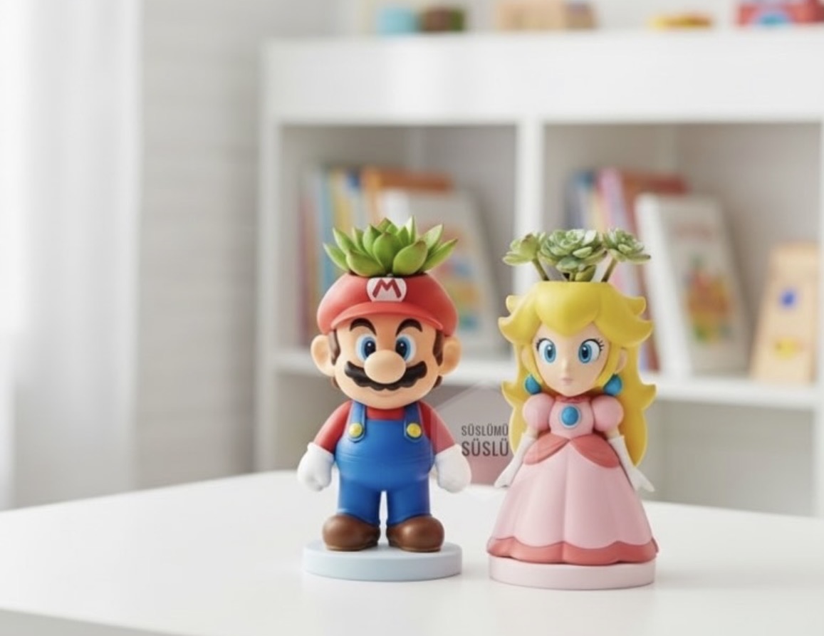 Mario ve prenses saksı kalıbı