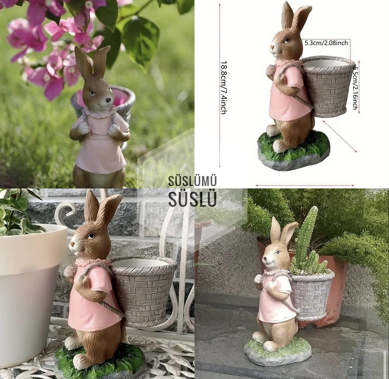 Sepetli tavşan saksı kalıbı