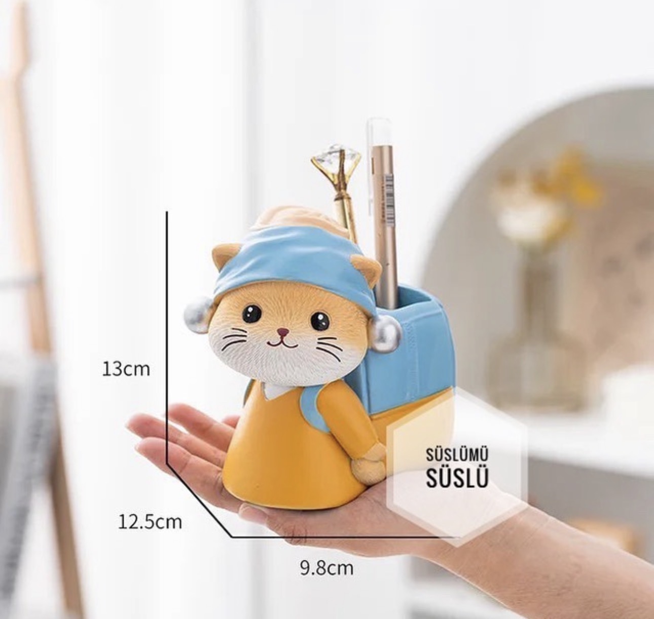 Çantalı kedi kalemlik kalıbı