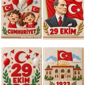4lü Cumhuriyet Bayramı Boyama kit Kalıbı